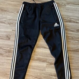 Adidas Black Joggers with White Stripes